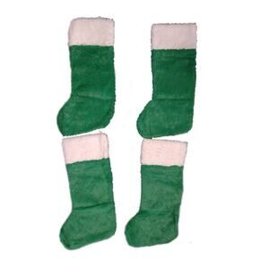 4 New Christmas Stockings Green White Ready To Decorate Holiday Crafts Kids